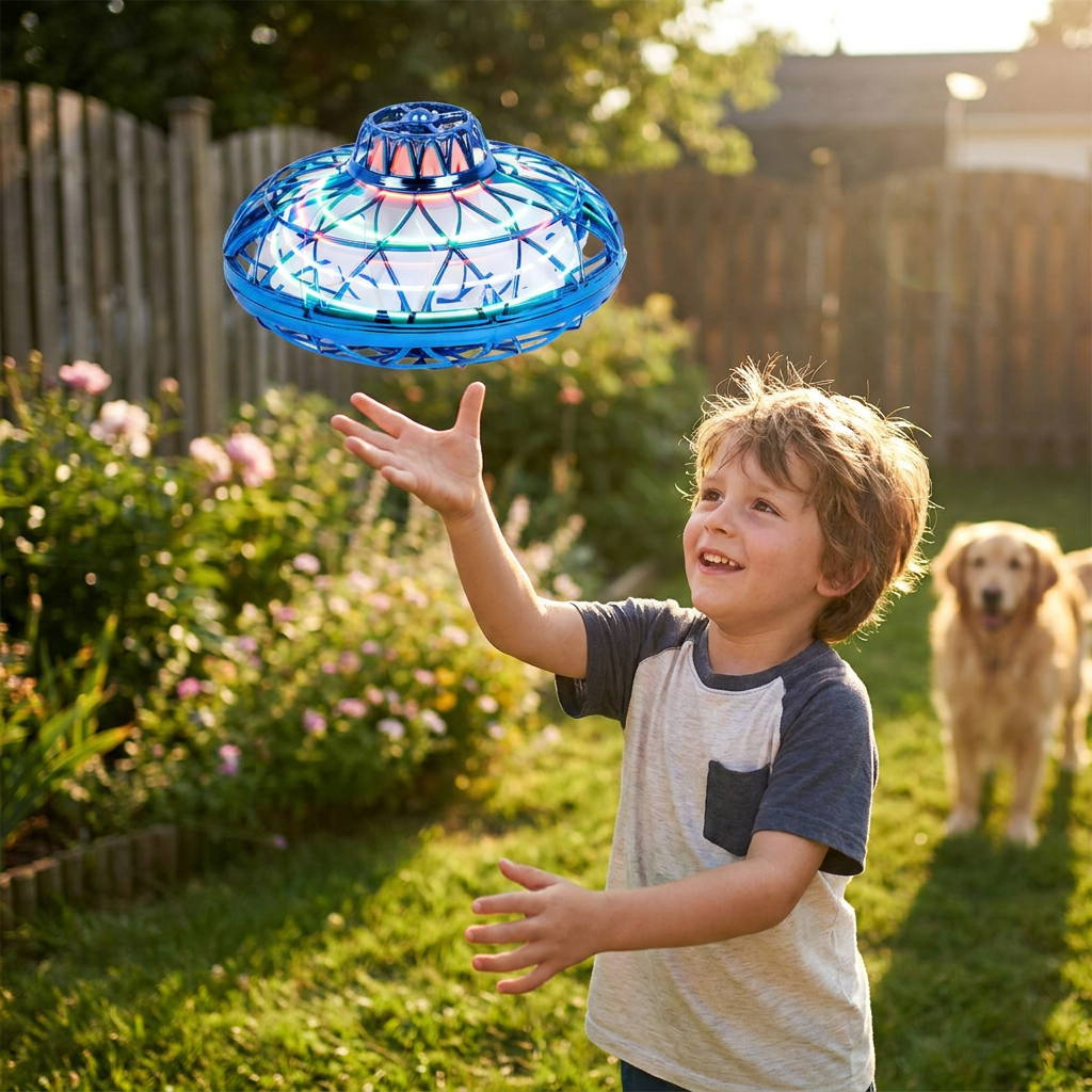 Mini Flying UFO Drone - Neon LED, USB Rechargeable