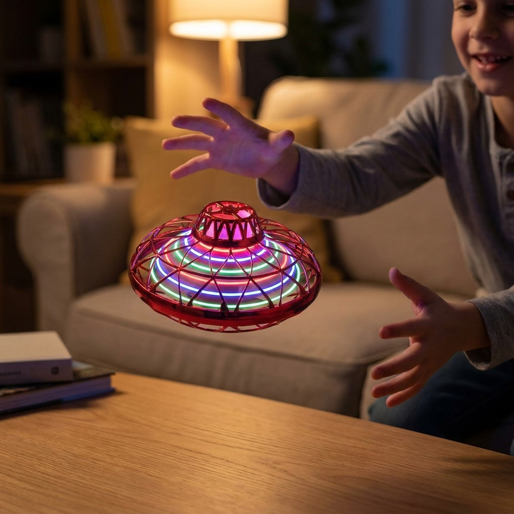 Mini Flying UFO Drone - Neon LED, USB Rechargeable – view 7