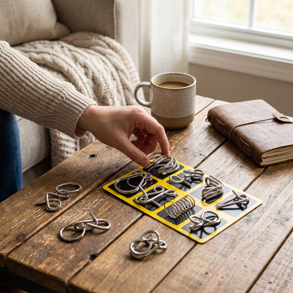 Metal Puzzle Rings Brain Teaser Set