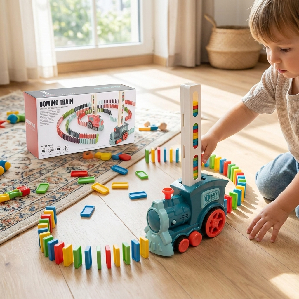Domino Train Toy Set, Lays Dominoes Automatically