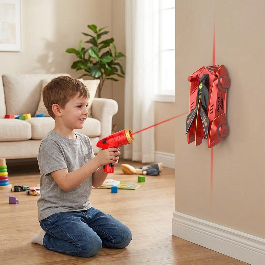 Wall Climbing RC Car with LED Light-Following Remote