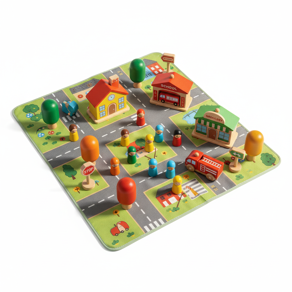 TownBuilder Wooden Community Playset
