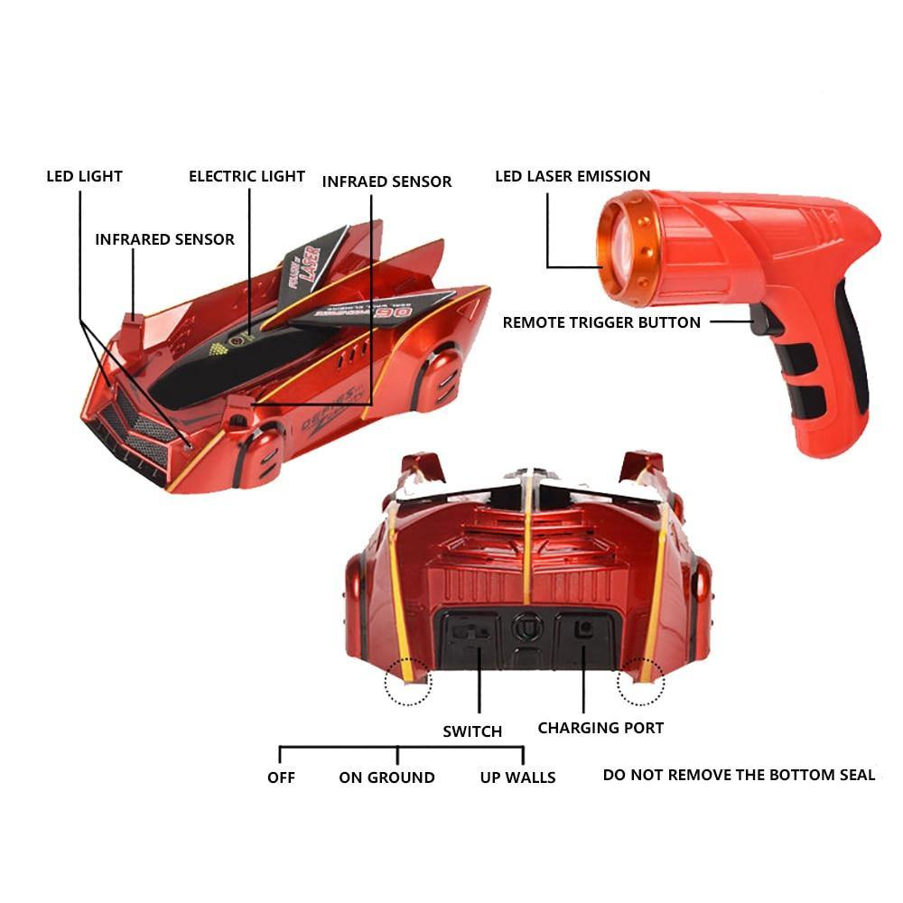 Wall Climbing RC Car with LED Light-Following Remote – view 8
