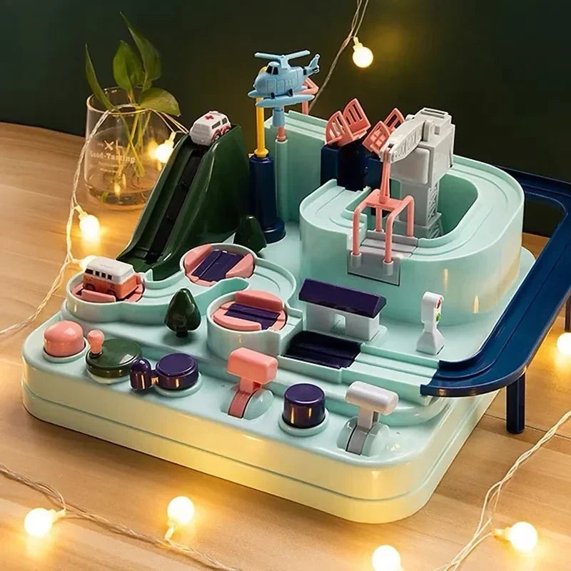 Kids Car Track Playset with Levers, Gates and Toy Cars – view 4